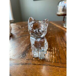 Vintage Clear Glass Cat Figurine